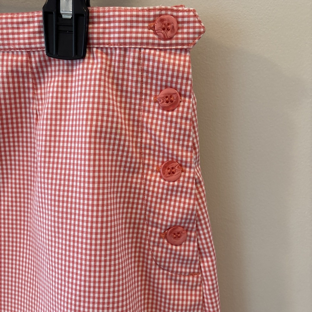Red White Gingham Cotton Mini Skirt Size 14 Preppy - Picture 2 of 5